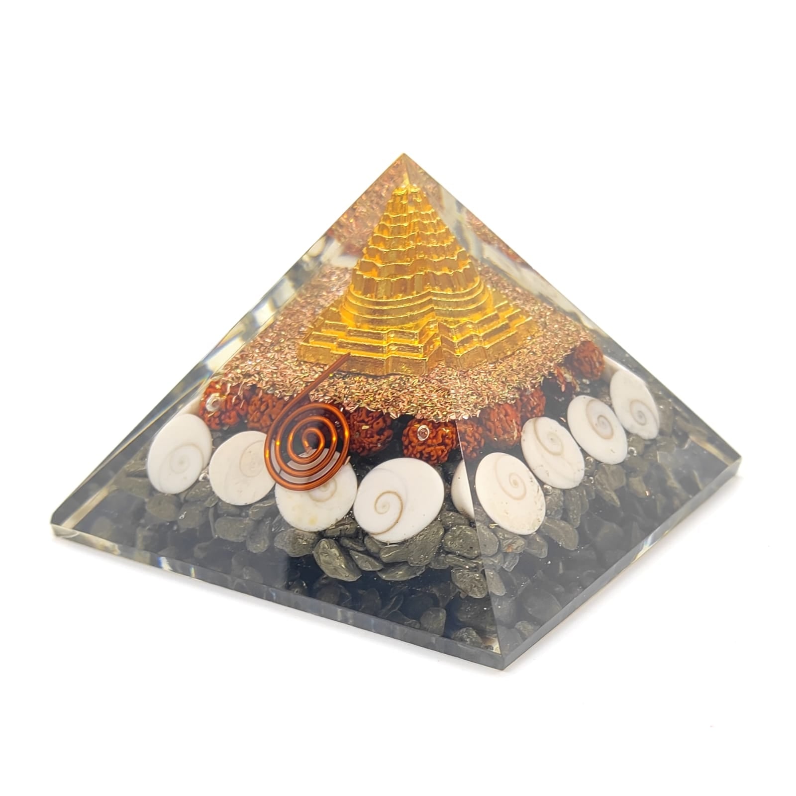 Laxmi with Money Magnet Natural Crystal Chips Orgonite Pyramid